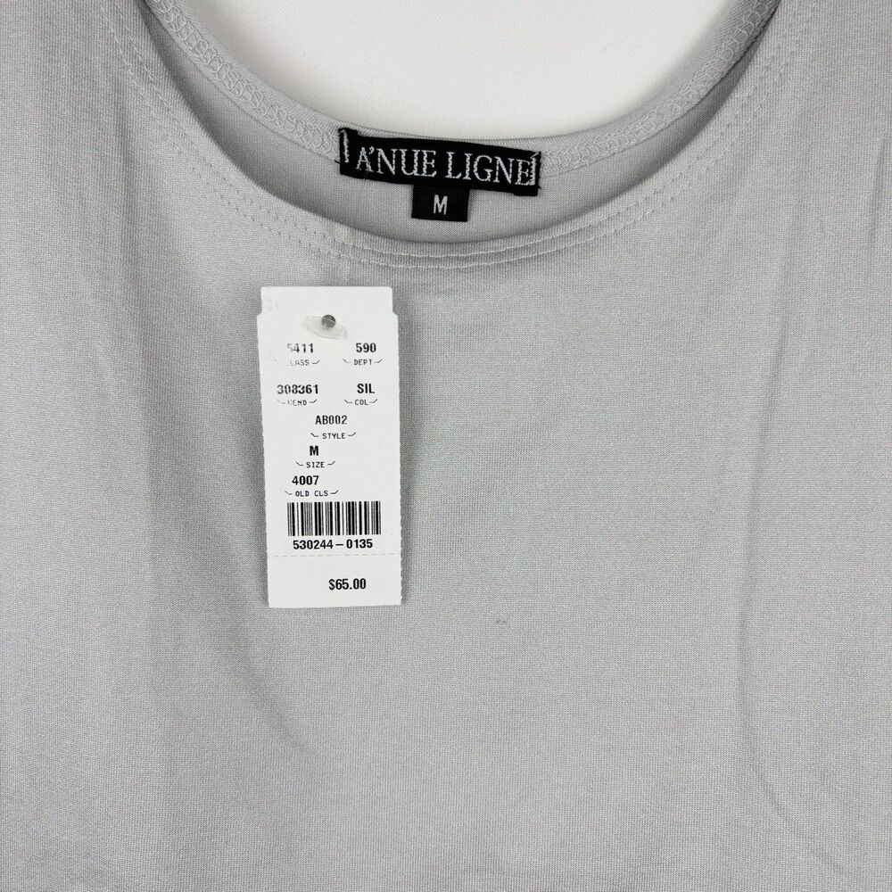 A'nue Ligne Tank Top Women Size M Blouse Platinum Color, Scoop Neck, Sleeveless - Picture 2 of 6